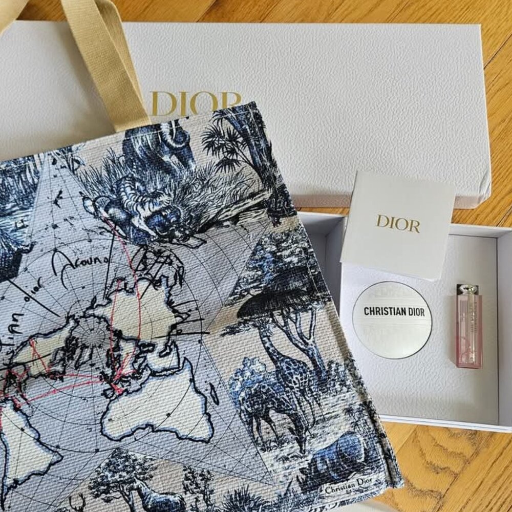Dior tote bag hand cream lip glow